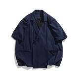 25春夏新中式棉麻复古西装领风唐装中袖西服JK73P80，男装西服，电商B375
