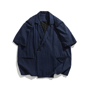 25春夏新中式棉麻复古西装领风唐装中袖西服 JK73 P80图片