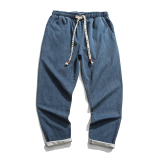 秋风直筒大裤筒日系新中式汉服唐装搭配牛仔裤K169P75，男装牛仔裤，电商B375
