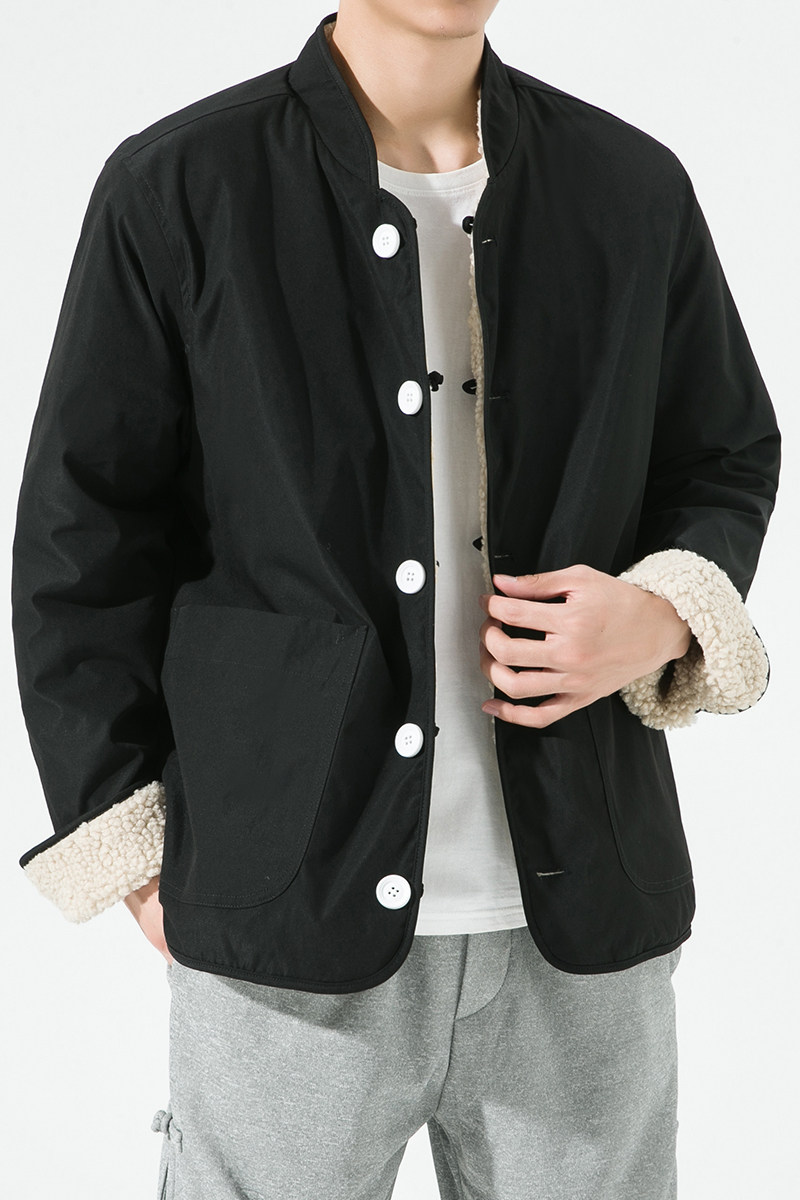 2024加大码唐装汉服直筒两面穿布扣风布衣棉服JK35P140,男装棉衣,电商B375