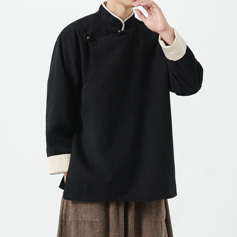 2025秋冬新款复古立领藏族服装斜门襟长袖风夹克JK62F105,男装夹克,电商B375