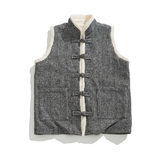 冬平铺图宽松毛领加厚盘扣棉马甲毛呢风棉马甲JK70P100，女装马甲，电商B375