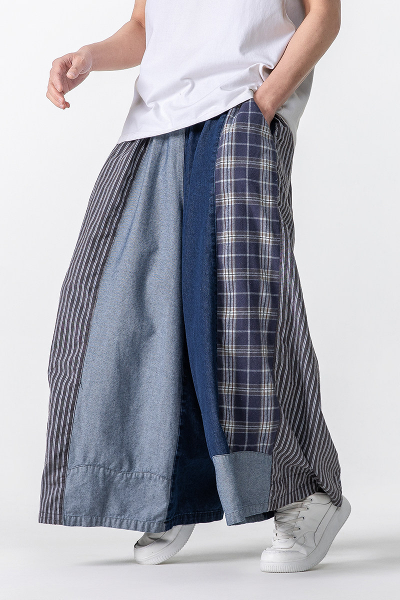 2025年宽松中式汉服唐装风品水洗裙裤阔腿牛仔裤K200P85,男装牛仔裤,电商B375