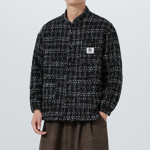 秋冬季宽松日系加大码立领布扣潮风夹克外套 JK77 P105图片