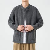 2025冬季新中式宽松唐装汉服打底厚毛呢风夹克JK49P75，男装T恤，电商B375