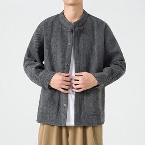 2025冬季新中式宽松唐装汉服打底厚毛呢风夹克 JK49 P75图片