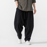 25年马裤棉麻纯色宽松灯笼裤风唐装汉服休闲裤K197P75，男装休闲裤，电商B375