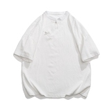 2026新中式套头立领布扣棉麻纯色店主风短袖T恤C70F65，男装T恤，电商B375