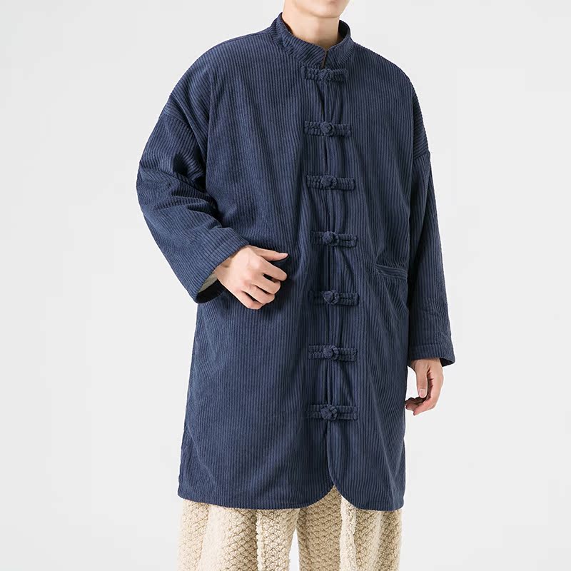 日系冬季加大码长款加绒加厚中式棉衣风棉服JK54P150，男装棉衣，电商B375