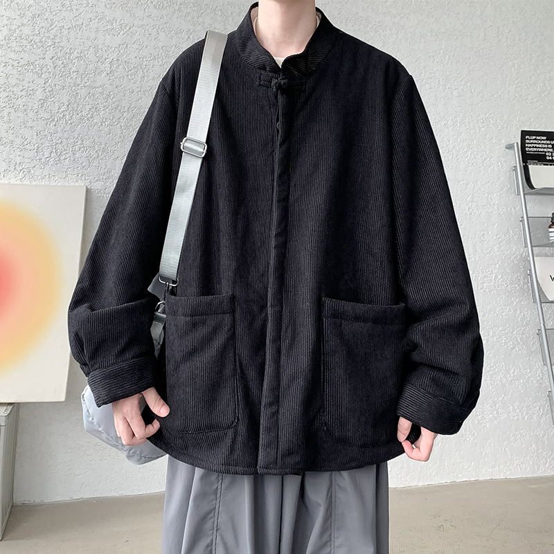 2025日系加大码宽松立领汉服唐装中式加绒夹克外套JK37P95，男装夹克，电商B375