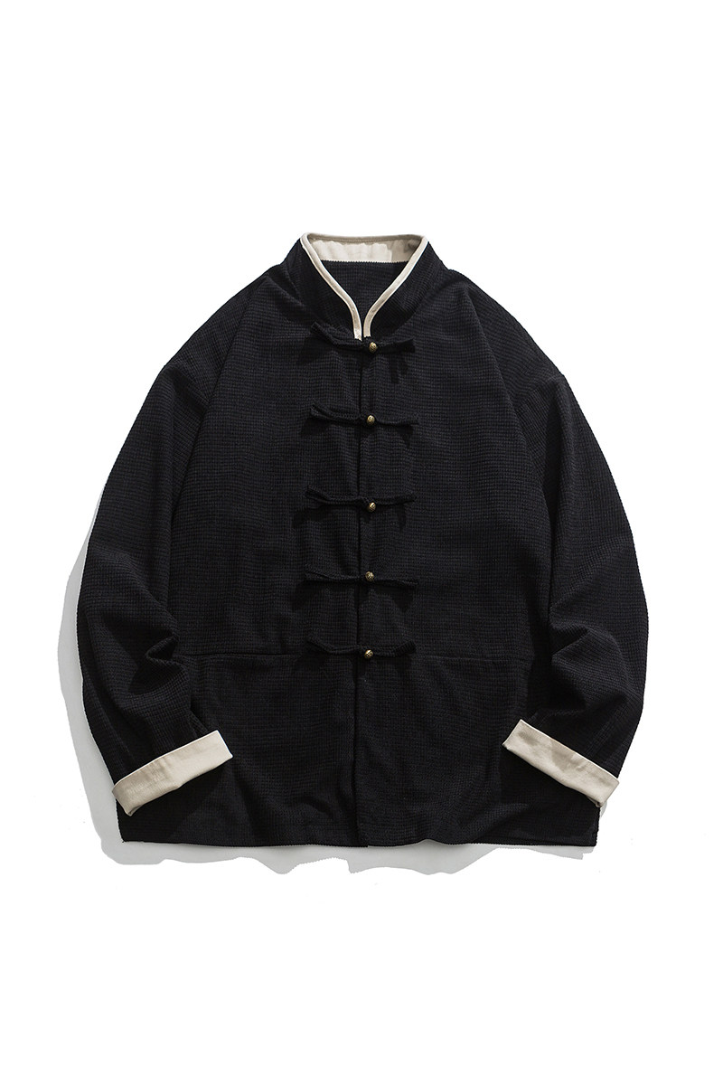 秋冬平铺图宽松立领唐装汉服新中式日系风夹克JK47P100,男装夹克,电商B375