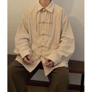 春夏长袖衬衫新中式港风多扣子复古风长袖衬衫 C53 P40图片