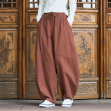 加大码宽松棉麻厚太极裤汉服唐装风纯色休闲裤K174P75，男装民族服装，电商B375