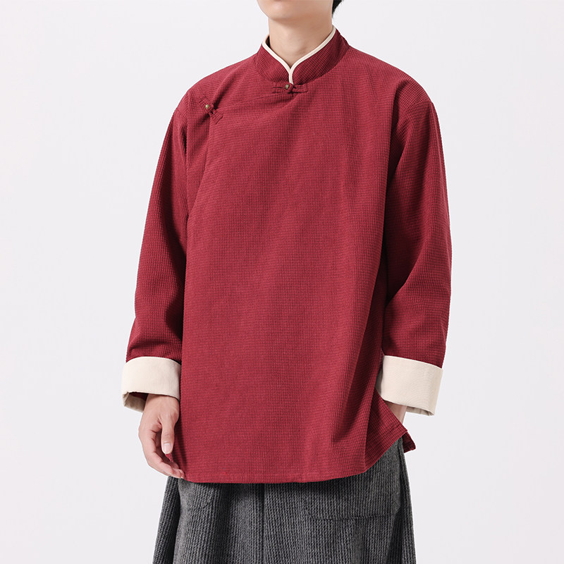 2025秋冬新款复古立领藏族服装斜门襟长袖风夹克JK62F105,男装夹克,电商B375