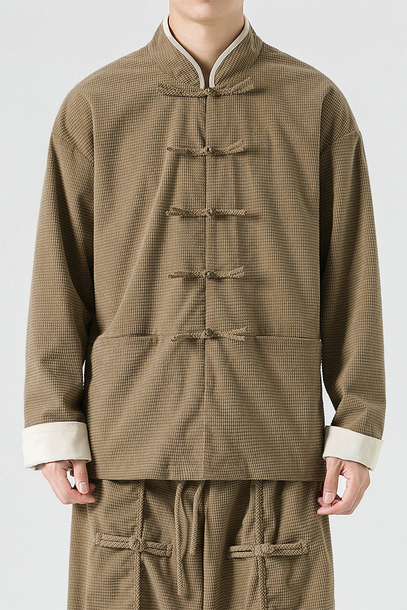 秋冬新中式宽松立领纯色中山装唐装汉服风夹克JK47P100,男装夹克,电商B375