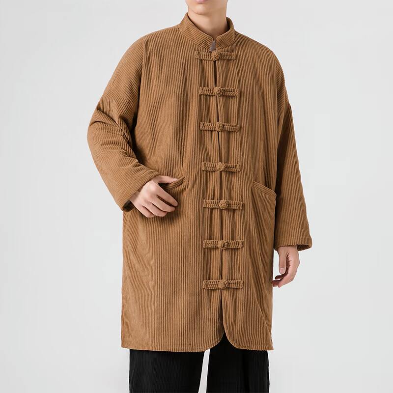 日系冬季加大码长款加绒加厚中式棉衣风棉服JK54P150,男装棉衣,电商B375