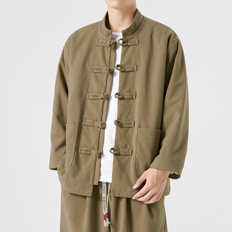 24年太极服加绒厚保暖立领毛呢风唐装棉服JK50P135,男装棉衣,电商B375