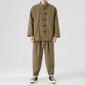 秋冬港风风加大码呢料复古立领纯色唐装棉服 JK50 P135图片