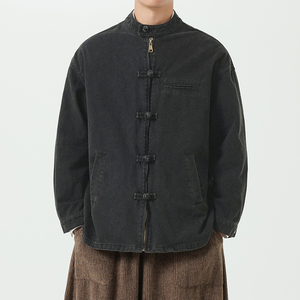 秋冬季中厚水洗磨毛工装汉服民族唐装风夹克外套 JK66 F115图片