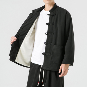 秋冬港风风加大码呢料复古立领纯色唐装棉服 JK50 P135图片
