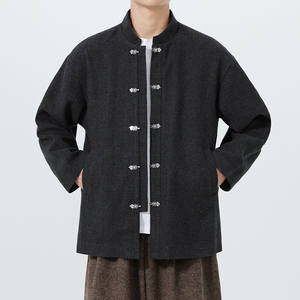 秋冬款加大码唐装毛呢厚唐装立领风夹克太极服 JK80 P110图片
