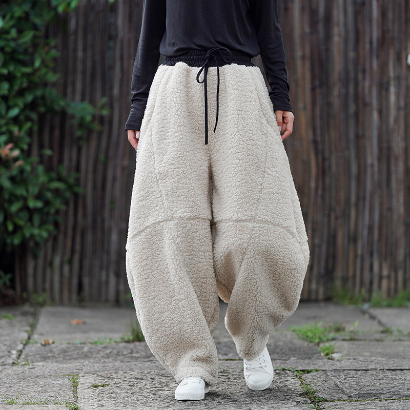 宽松羊羔毛厚风厚保暖羊毛裤厚汉服唐装棉裤K174-1P85，男装棉裤，电商B375
