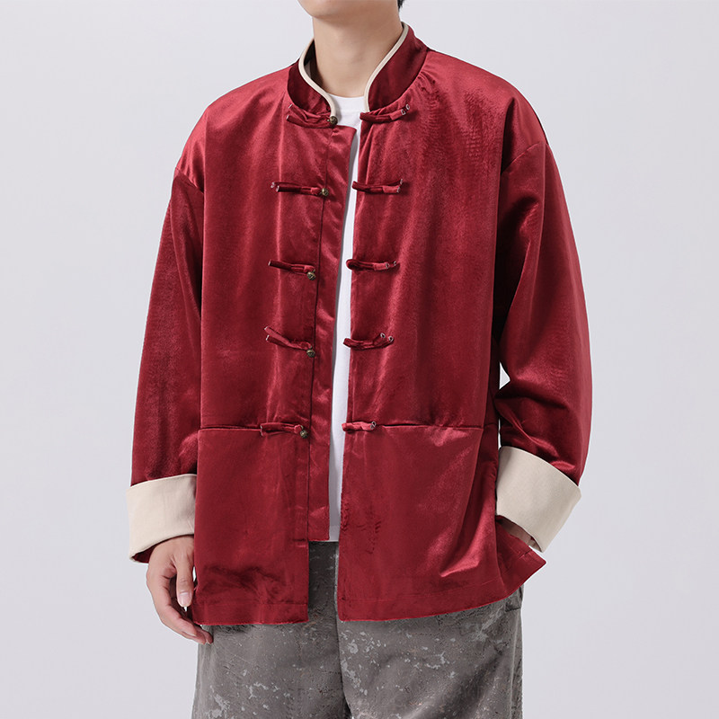 秋风日系唐装汉服立领铜扣长袖夹克JK68P110(）,男装夹克,电商B375