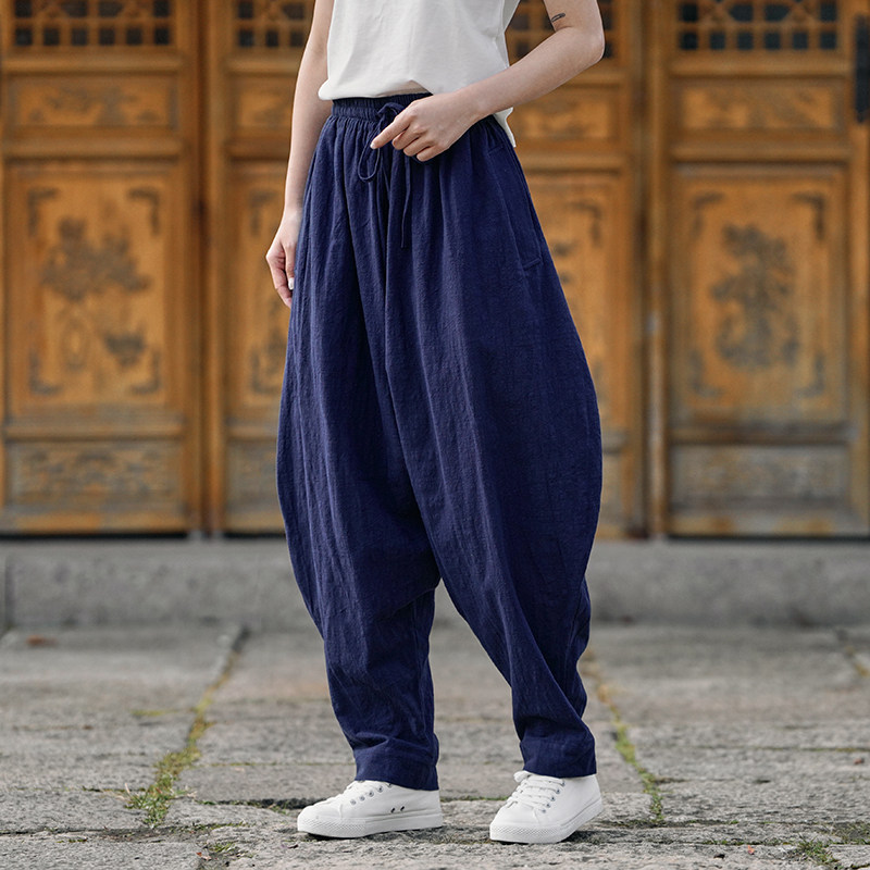 2024宽松户外休闲模特中式汉服唐装男女风休闲裤K197P75,男装休闲裤,电商B375