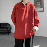 2025春新款加大码宽松唐装汉服立领藏袍风夹克JK62P105，男装夹克，电商B375