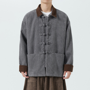 秋冬季新中式厚翻领复古布扣夹克风唐装汉服 JK67 P110图片