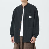 24加大码立领条绒拼接新中式汉服唐装风水洗夹克JK63F110，男装夹克，电商B375