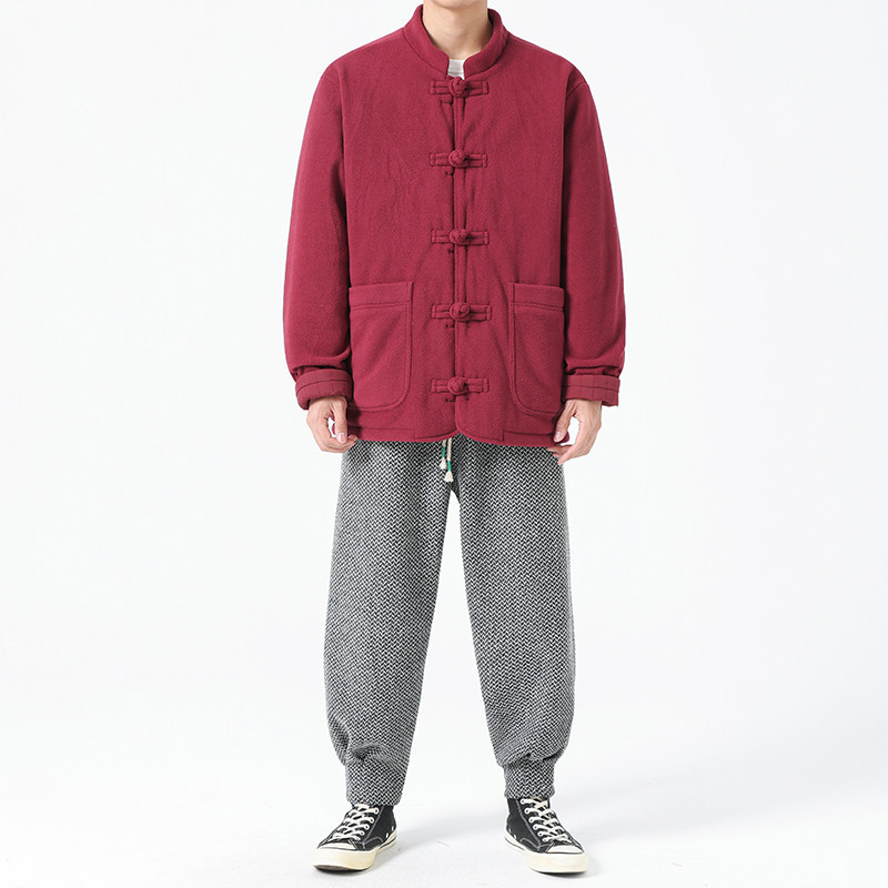 2024宽松汉服唐装立领复古中山装两面穿风棉服JK57P165,男装棉衣,电商B375