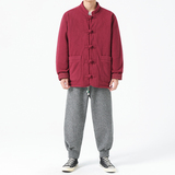 2024宽松汉服唐装立领复古中山装两面穿风棉服JK57P165，男装棉衣，电商B375