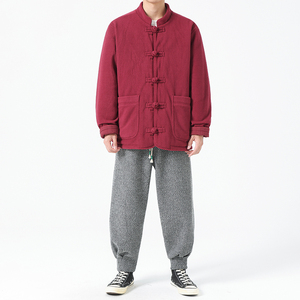 2024宽松汉服唐装立领复古中山装两面穿风棉服 JK57 P165图片