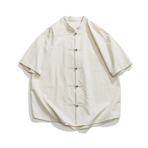 户外春夏新款复古太极服风汉服新中式短袖衬衫JK58F70