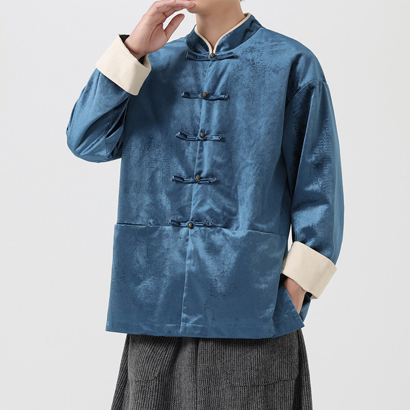 24秋冬汉服立领大码日系丝光绒宽松唐装风夹克JK68P110,男装夹克,电商B375