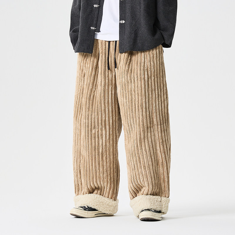 冬古风加大码风日系纯色汉服唐装加绒直筒休闲裤K214P95,男装民族服装,电商B375