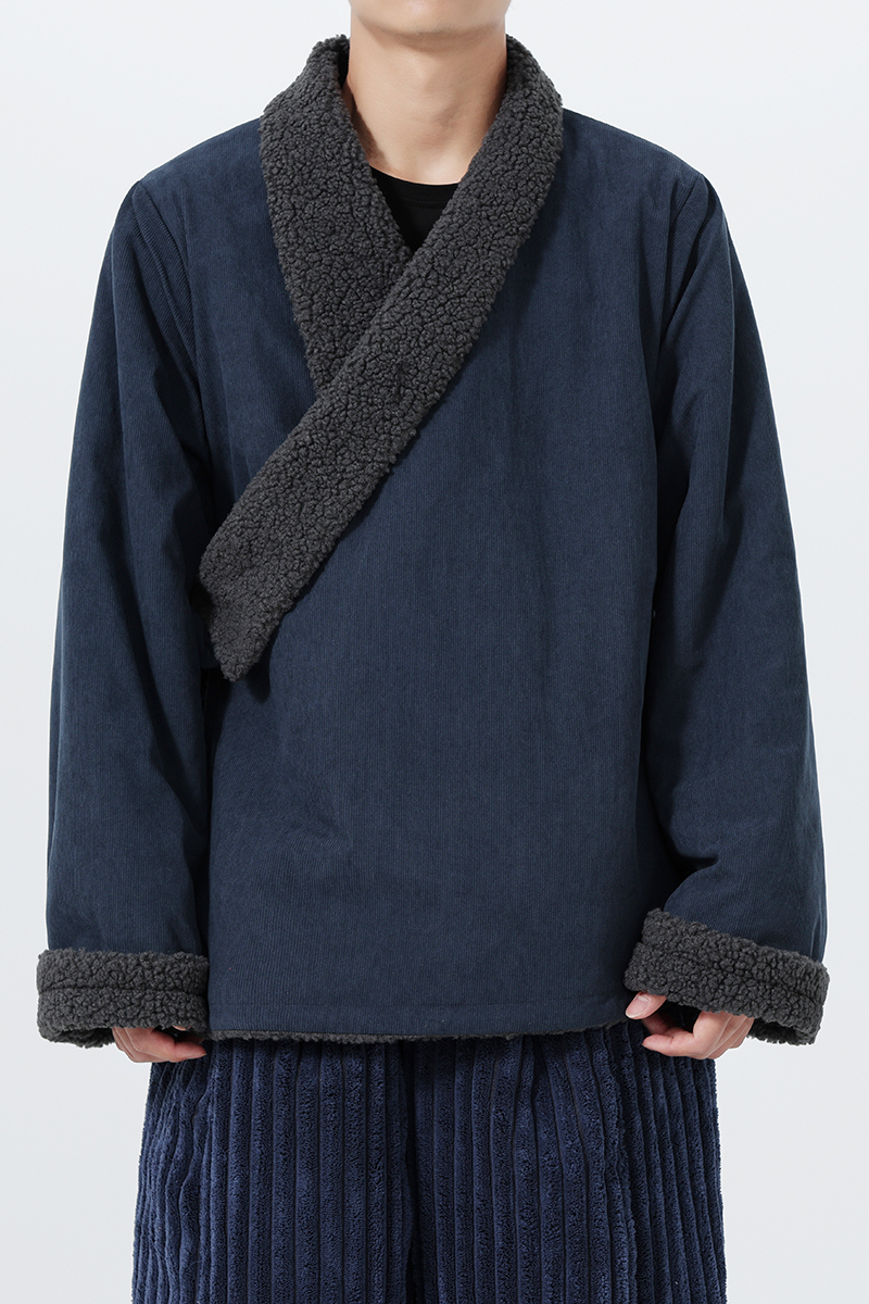 2025新中式宽松加绒藏袍模特厚风汉服棉衣JK85P135，男装棉衣，电商B375