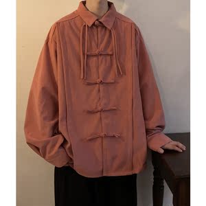 春夏长袖衬衫新中式港风多扣子复古风长袖衬衫 C53 P40图片