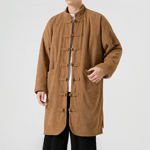 冬季加绒加厚太极服长款棉衣纯色条绒风唐装 JK54 P150图片