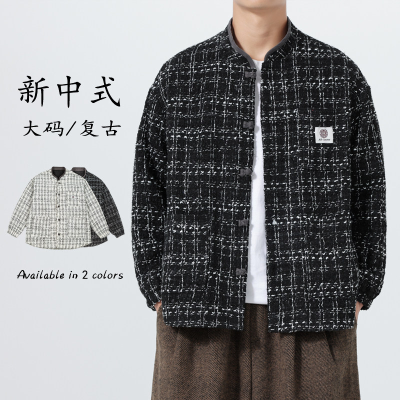 秋冬风新款日系做旧复古功夫汉服唐装立领夹克JK77P105,男装夹克,电商B375