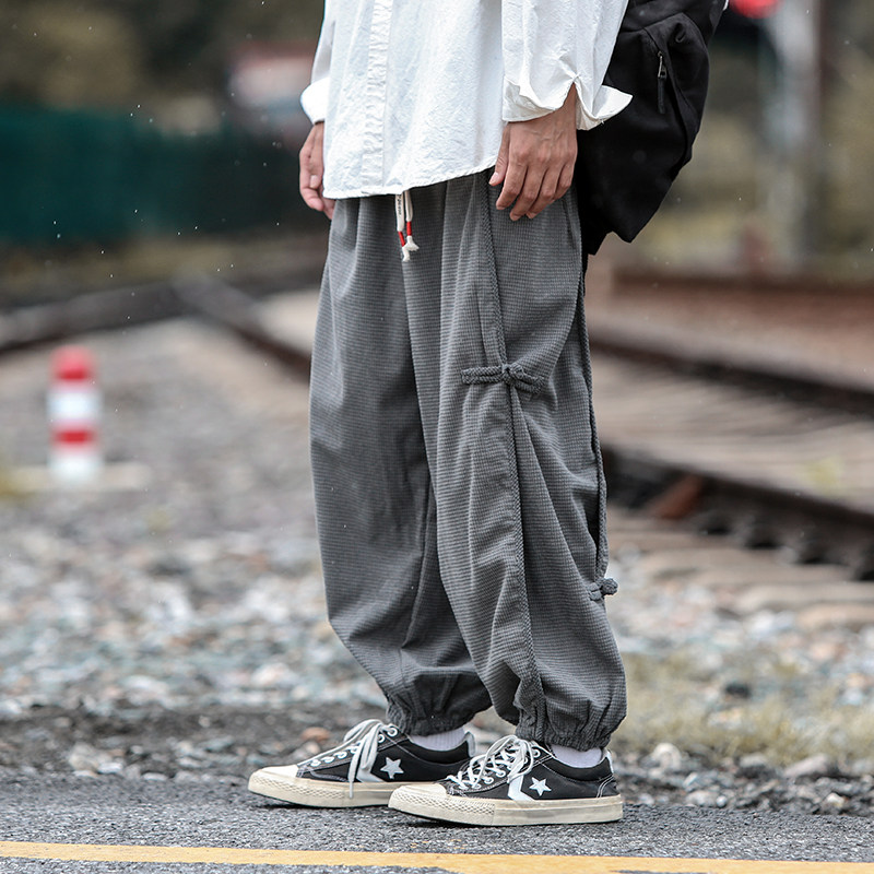 24年汉服工装户外盘扣立体裁剪日系风休闲裤K135P55,男装休闲裤,电商B375