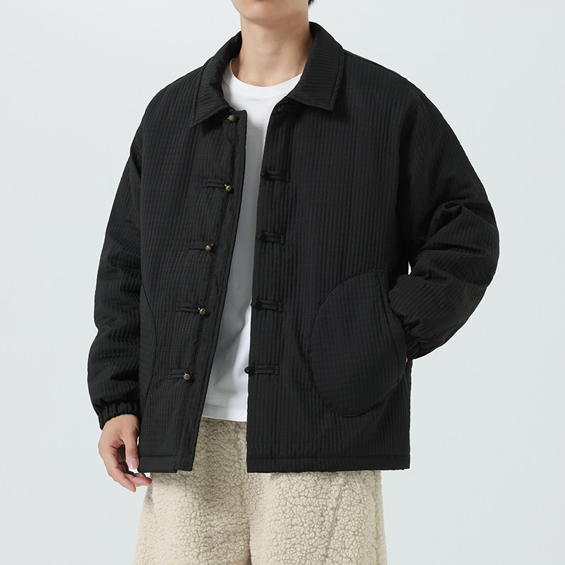 25年冬季宽松中式盘扣民族风唐装汉服风棉衣JK71P130,男装民族服装,电商B375