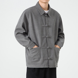 新中式风汉服唐装翻领中山装日系纯色厚夹克JK48P105，男装夹克，电商B375