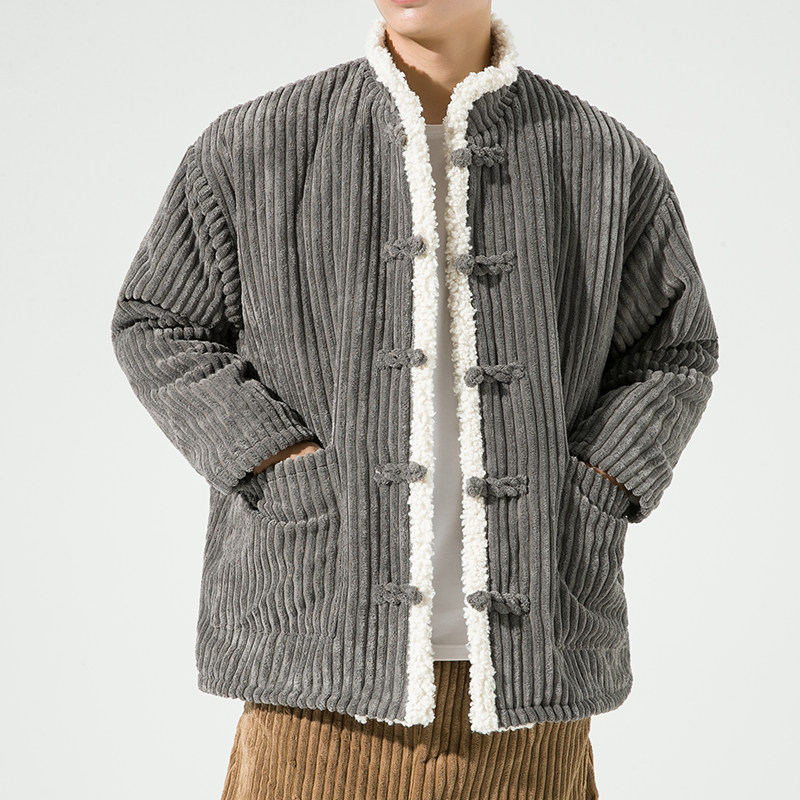 2024加大码宽松直筒毛绒厚风棉服汉服唐装JK36P90,男装棉衣,电商B375
