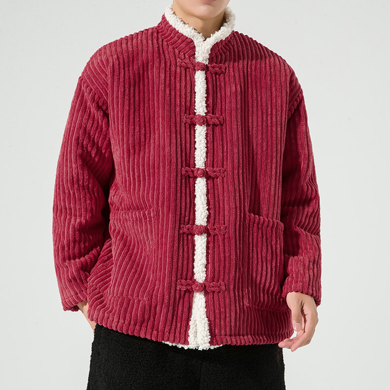 2024加大码立领毛绒民族服装汉服风棉衣有大码JK36P90,男装棉衣,电商B375