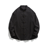 秋新中式唐装纯棉中式布扣结婚礼服中式风衬衫JK42P75，男装衬衫，电商B375