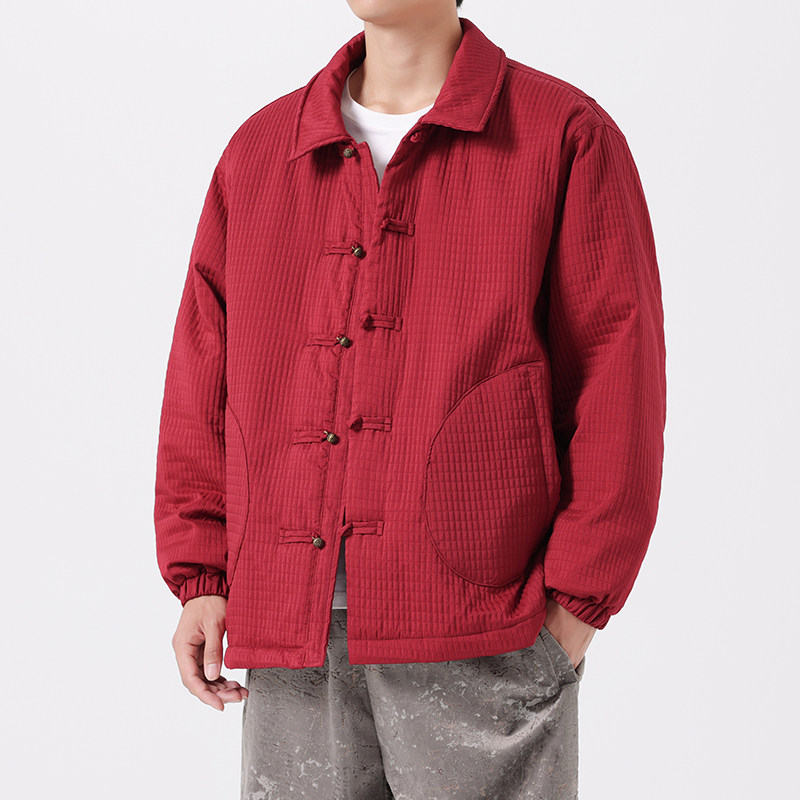 25年冬季宽松中式盘扣民族风唐装汉服风棉衣JK71P130,男装民族服装,电商B375