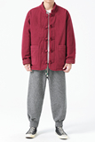 2024宽松汉服唐装立领复古中山装两面穿风棉服JK57P165，男装棉衣，电商B375