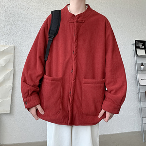 加绒加厚立领布扣中式棉衬衫唐装汉服风长袖衬衣 JK37 P95图片